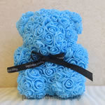 Мишка из роз голубой