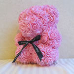 Мишка из роз розовый