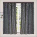 Комплект портьер для кухни Жаккард Акация  серый 135*180*2шт