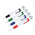 Авторучка шариковая синяя "Футбольный мяч", антискользящая вставка, 5 цв. клипа и вставки