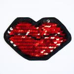 Аппликация клеевая "Губы" 10*6,5см красный/черный пайетки