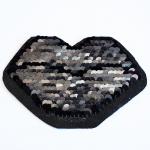 Аппликация клеевая "Губы" 10*6,5см красный/черный пайетки