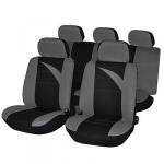 NEW GALAXY Авточехлы 9 пр., полиэстер, Дельта, 3 молн. в спинке, черный/серый
