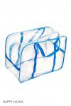 Большая прозрачная сумка в роддом голубая