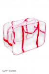 Большая прозрачная сумка в роддом розовая