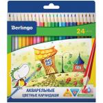 Карандаши акварельные Berlingo "Сказочный город", 24цв., заточен., картон, европодвес, CP01724