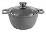 Кастрюля 1 л со стеклянной крышкой, АП (светлый мрамор)