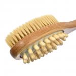 *Щетка деревянная Антицеллюлит, двусторонняя с импульсным массажером , банная массажная 45 см, с натуральной щетиной Банные штучки
