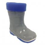 В026 Сапоги резиновые детские со съемным утеплителем малодетские серый/синий