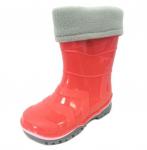 В023 Сапоги резиновые детские со съемным утеплителем малодетские красный/серый