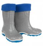 В344 Сапоги резиновые детские со съемным утеплителем серый/синий