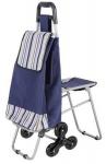 Сумка-тележка со стульчиком Полоски 50 кг, 38*20*59 см, кол. пластик тройные d=100 мм