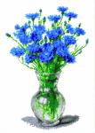 "Васильки в вазе" Рисунок на канве
