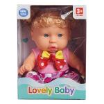 КУКЛА 18.5 см.  В РОЗОВОМ ПЛАТЬЕ С ЗОЛОТИСТЫМИ ЛОКОНАМИ ( винилпласт, текс волокно)