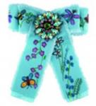 Бант голубой с принтом Анютины глазки