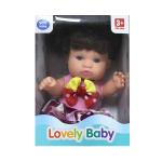 КУКЛА 18.5 см.  В РОЗОВОМ ПЛАТЬЕ С ТЕМНЫМИ ЛОКОНАМИ ( винилпласт, текс волокно)