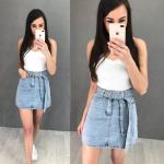 Джинсовая юбка с накладным карманом LE