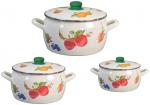 2413-0 Набор посуды с мет. крышкой 6 пр. (2,2 л, 4 л, 5,3 л) сфер. /130444/ Экскл "Фрукты"