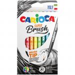 Фломастеры с кистевым пишущим узлом Carioca "Super Brush", 10цв., смываемые, картон, европодвес, 42937