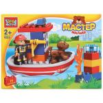 ИГРУШКА КОНСТРУКТОР "ГОРОД МАСТЕРОВ" БОЛЬШИЕ КУБИКИ: ПОЖАРНЫЙ КАТЕР, 19 дет. В КОР. в кор.2*18шт