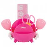 Канцелярский детский набор ЮНЛАНДИЯ "КРАБ", 4 предмета, розовый, блистер, 236958