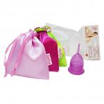 Чаша менструальная "Практик" в атласном мешочке, фиолетовая S