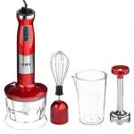 LEBEN Блендер электрический 800Вт, стакан, чоппер, венчик, регулировка скорости, красный