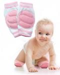 DE 0136 Наколенники детские для ползания, розовые (baby thicken sponge crawl knee pads, pink) Bradex