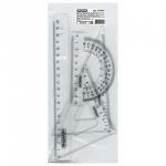 Набор чертежный средний ПИФАГОР (линейка 20 см, 2 треуг., трансп.), прозр., бесцвет., пакет, 210627