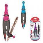 Циркуль MAPED (Франция) "Stop&Safe", 130мм, пластиковый, карандаш в комплекте,ассорти,блистер,192610