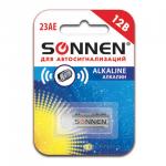 Батарейка SONNEN Alkaline, 23А (MN21), алкалиновая, для сигнализаций, 1 шт, в блистере, 451977