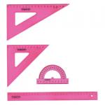 Набор чертежный большой ПИФАГОР (линейка 30 см, 2 треуг., трансп.), прозр., неоновый, пакет, 210629