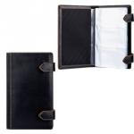 Визитница трёхрядная FABULA "Kansas" на 120 визиток, натур.кожа,отстрочка,2кноп,чер,V.21.TXш/к-03169