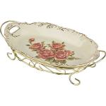 126-529 БЛЮДО НА МЕТАЛЛ.ПОДСТАВКЕ "КОРЕЙСКАЯ РОЗА" 29*17 СМ. ВЫСОТА=8 СМ. (КОР=8ШТ.)