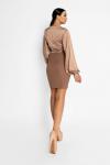 Бежевое платье из костюмной ткани и шёлка Jdf3513