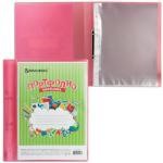 Папка для портфолио школьника, 2 кольца, 20 файлов, пластик полупрозрачный, красная, BRAUBERG,126558