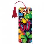 Закладка д/книг 3D BRAUBERG, объемная c движением "Бабочки", с декоративным шнурком-завязкой, 125748