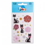 Наклейки ЛИПУНЯ "Блестящие розы и кошки", с европодвесом, GS001