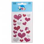 Наклейки ЛИПУНЯ "Блестящие розовые сердца", с европодвесом, GS002