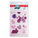 Наклейки ЛИПУНЯ "Блестящие зайцы с сердцами", с европодвесом, JGS002