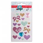 Наклейки ЛИПУНЯ "Блестящие сердца и бантики", с европодвесом, JGS005