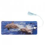 Закладка д/книг с линейкой 3D ОБЪЕМНАЯ BRAUBERG, Дельфины, с декоративным шнурком, 128094