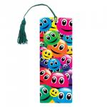 Закладка д/книг с линейкой 3D ОБЪЕМНАЯ BRAUBERG, Смайлики, с декоративным шнурком, 128096