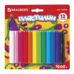 Пластилин классический BRAUBERG 12 цв., 200г, ВЫСШЕЕ КАЧЕСТВО, блистер, 103350