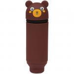 Пенал мягкий 200*55*50 Berlingo "Bear", силикон, коричневый, PM05624