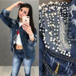 Джинсовка с жемчужинами на плечах LE