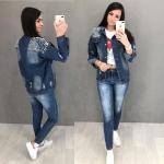 Джинсовка с жемчужинами на плечах LE