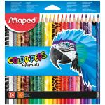 Карандаши цветные  Color Peps Animals, 24 цв., трехгран., заточен., картон, европодвес, 832224