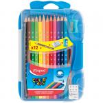 Карандаши цветные  Color Peps, 12 цв+1мини ч/г, трехгран., заточен.,пласт.пенал+точилка,ластик, 832032