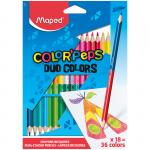 Карандаши цветные двусторонние  Color Peps, 36 цв., 18 шт., трехгран., заточ., картон,европодв., 829601